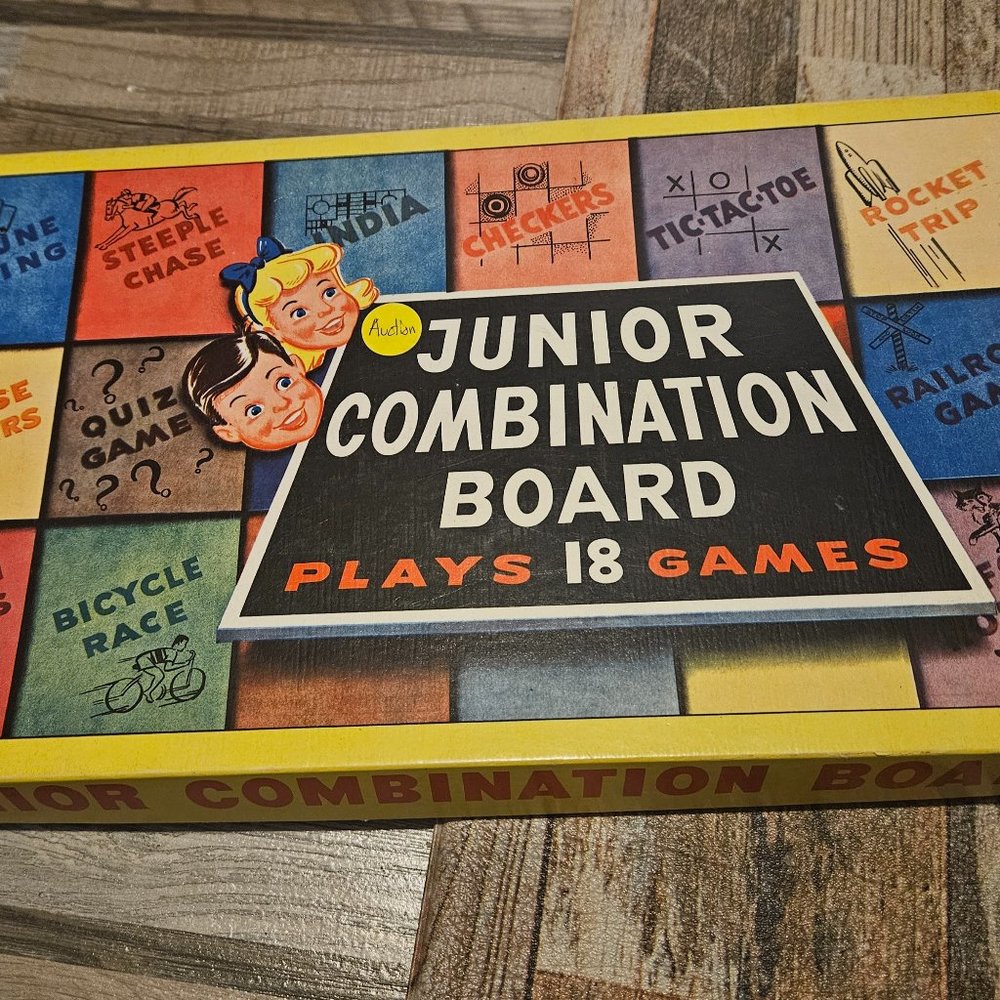 Junior Combination Board Plays 18 Games Vintage 1955 Milton Bradley #4927